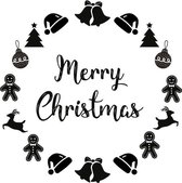 Kerst muursticker rond - Decoratie kerst - Muursticker - Kerst (Christmas) - Zwart - Merry Christmas