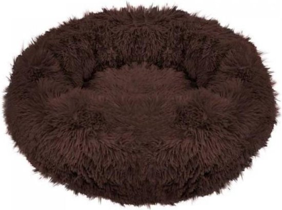 Springos Hondenmand | Superzacht en Luxe | Wasbaar | Donut | Fluffy | Hondenkussen | 50 CM | Donker Bruin