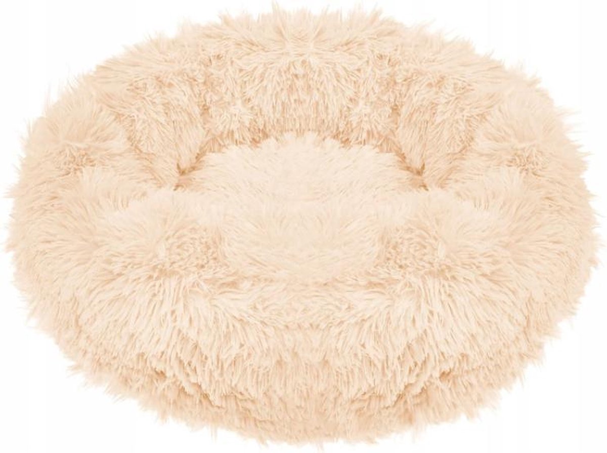 Springos Hondenmand | Superzacht en Luxe | Wasbaar | Donut | Fluffy | Hondenkussen |90 CM | Ecru