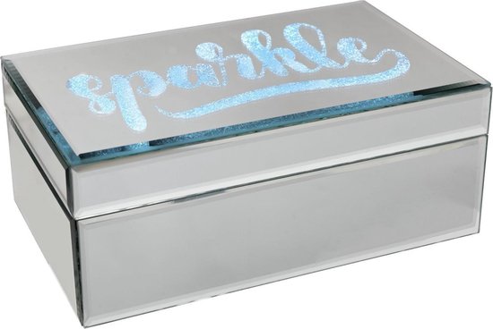 Juwelenkistje in spiegelglas met led-verlichting "Sparkle" sierdadenbox