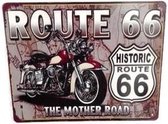Route 66 metalen wandbord the mother road 25 x 20 cm