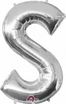 Letter S ballon zilver 86 cm