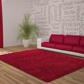 Hoogpolig shaggy vloerkleed 200x290cm rood - 5 cm poolhoogte