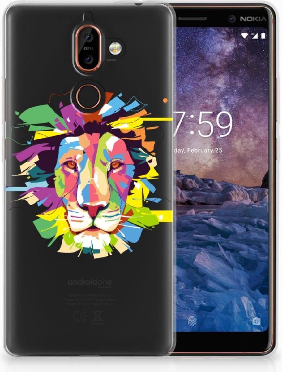 Nokia 7 Plus Telefoonhoesje met Naam Lion Color