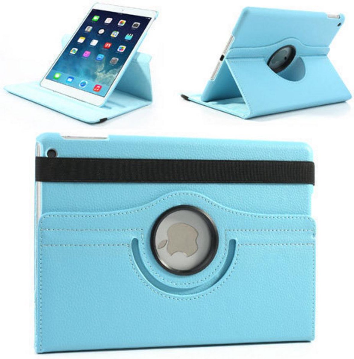 Apple iPad 2, 3 en 4 Swivel Case, 360 graden draaibare Hoes, Cover met Multi-stand - Kleur Hemelsblauw