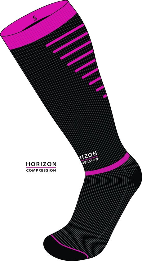 Bas de contention Horizon Sport noir / cerise Small (35-38) Veau: 28-36cm