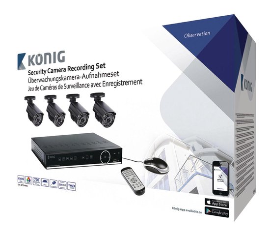 König Beveiligingsopnameset 500 gb HDD met 4 camera's — afbeelding 2