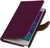 Washed Leer Bookstyle Wallet Case Hoesjes voor Galaxy Ace Plus S7500 Paars