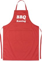 BBQ Koning - Luxe Schort Keukenschort met tekst - Rood