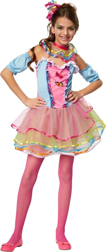 dressforfun - Meisjeskostuum neon regenboog-girl 104 (3-4y) - verkleedkleding kostuum halloween verkleden feestkleding carnavalskleding carnaval feestkledij partykleding - 301666