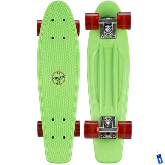Penny Board Plastique Skateboard Retro - Avec roues LED - 57 cm - Vert | bol