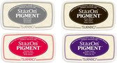 Stazon Pigment Stempelkussens - Set van 4 Stuks - Verschillende Kleuren