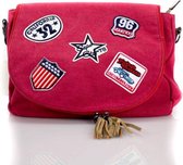 Canvas tas met patches - rood|blingdings