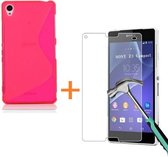 Comutter Silicone hoesje Sony Xperia Z3 roze met tempered glas screenprotector
