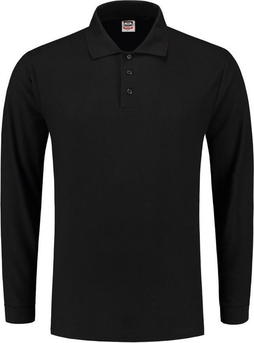 Tricorp Poloshirt 100% Katoen Lange Mouw 201008 Zwart - Maat M