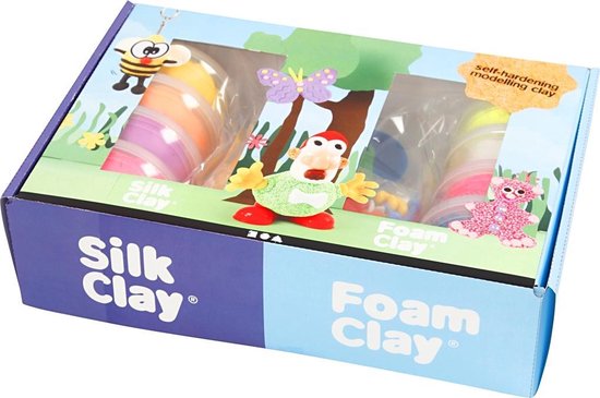 Foam Clay® en Silk Clay® Kleiset met Accessoires - Boetseerklei - Diverse Kleuren - Foam Clay