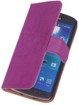 Lila Samsung Galaxy Grand Neo Echt Lederen Wallet Hoesje