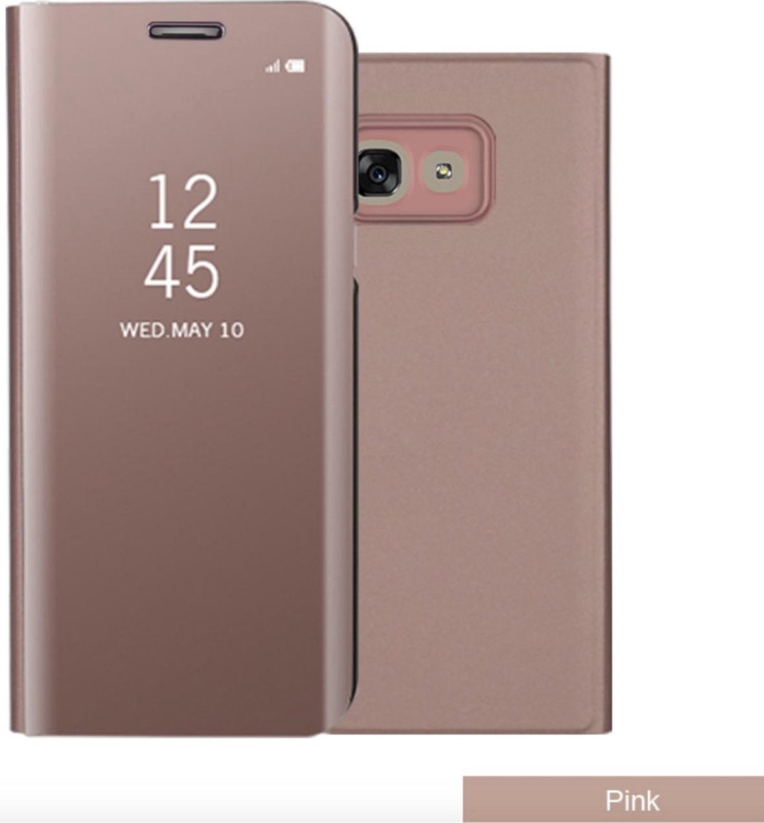 Geschikt voor Clear view standing cover - Roze - voor Samsung Galaxy S9 - book case - flip cover hoesje