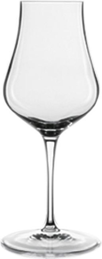 Glas met een brede kelk, smalle opening en een hoge, slanke steel.