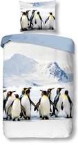 Snoozing Pinguins - Flanel - Dekbedovertrek - Eenpersoons - 140x200/220 cm + 1 kussensloop 60x70 cm - Multi kleur