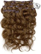 Clip in Extensions, 100% Human Hair, Body Wave, 18 inch, kleur #4/27 Chocolate Brown / Dark Blonde - 95gram