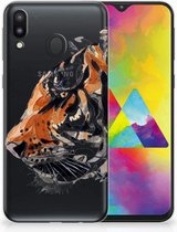 Geschikt voor Samsung Galaxy M20 Uniek TPU Hoesje Watercolor Tiger