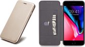 Apple iPhone 8 - Lederen Wallet Hoesje Goud met Siliconen Houder - Portemonee Hoesje - Book Case - Flip Cover - Klap - 360 beschermend Telefoonhoesje