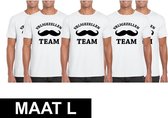 5x Vrijgezellenfeest Team t-shirt wit heren Maat L