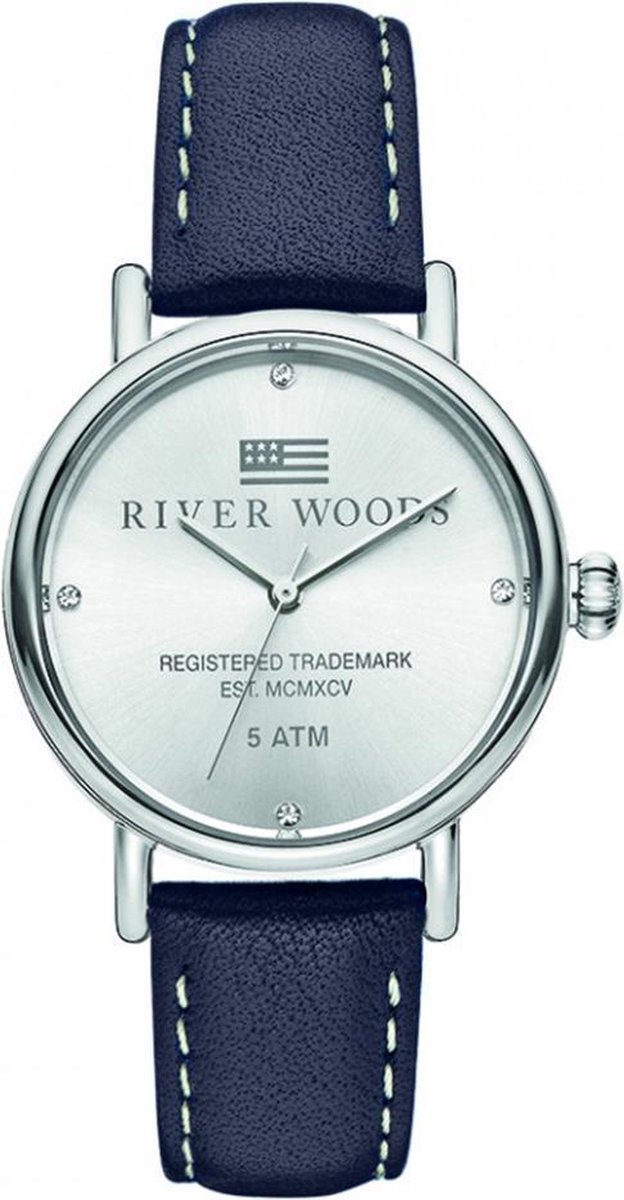 River Woods Arkansas RW340037 Horloge - Leer - Blauw - Ø 34 mm