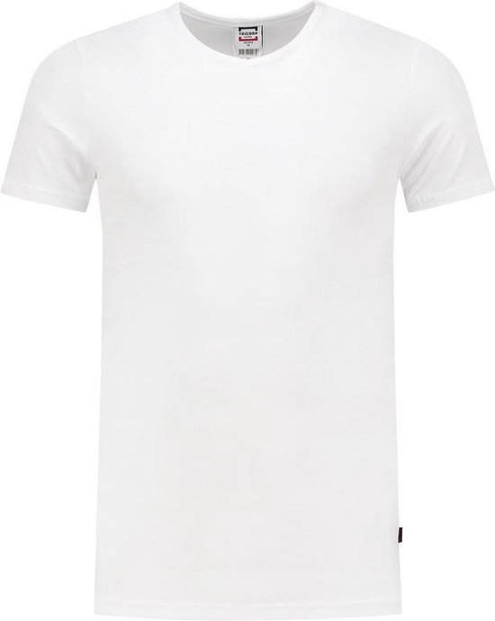 Tricorp 101012 T-Shirt Elastaan Fitted V Hals - Wit - XS