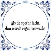 Tegeltje met Spreuk (Tegeltjeswijsheid): Als de specht lacht, dan wordt regen verwacht + Kado verpakking & Plakhanger