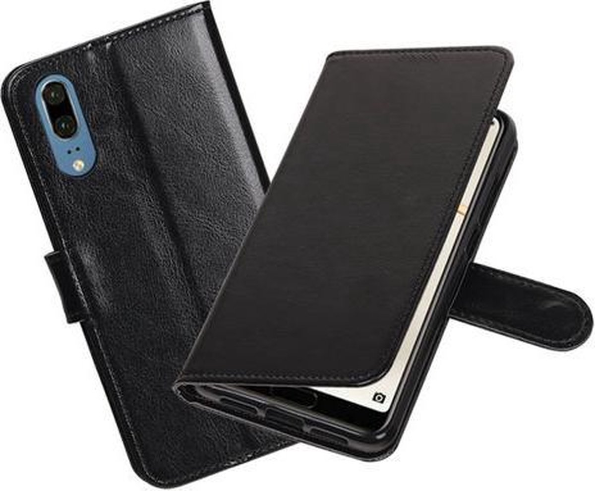 Zwart Portemonnee Wallet Case Hoesje voor Huawei P20