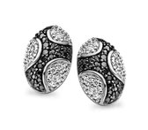 Orphelia ZO-5094 - Oorknoppen Black & White - Zilver 925 - Zirkonia - 1.5 cm