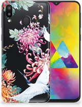 Geschikt voor Samsung Galaxy M20 Uniek TPU Hoesje Bird Flowers