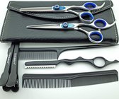 Akyol - Kappersschaar Set -Blue Diamond 6.0 inch + razor - Met Coupeschaar & Uitdunschaar Effileerschaar - Kappersset