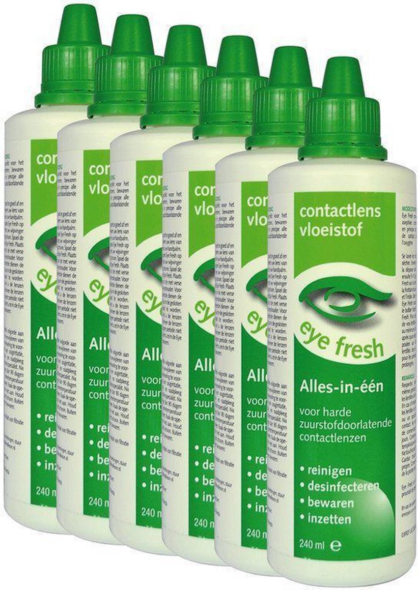 Eye Fresh 6 x 240 ml - Lenzenvloeistof voor harde contactlenzen - Voordeelverpakking - Eye Fresh