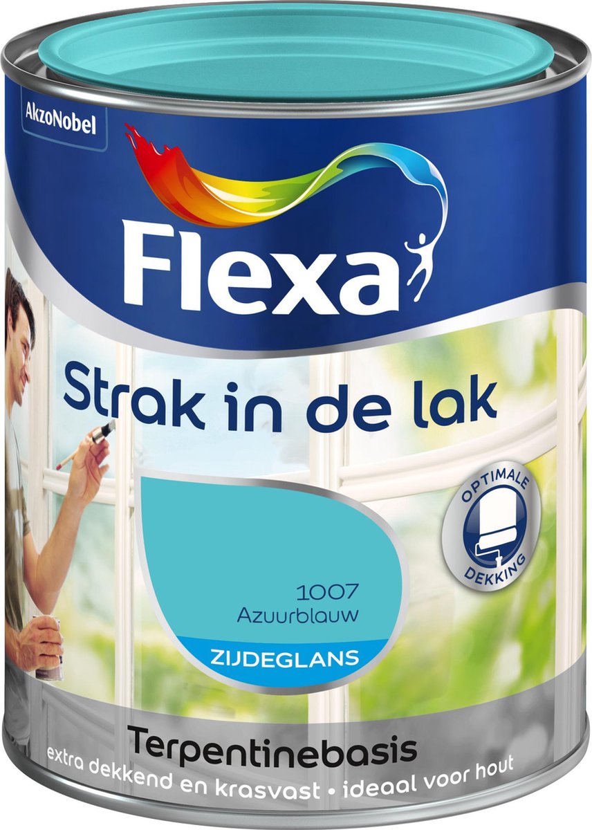 Flexa Strak In De Lak Zijdeglans - Azuurblauw - 0,25 liter