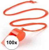 100 Stuks oranje Holland sportfluitjes aan koord