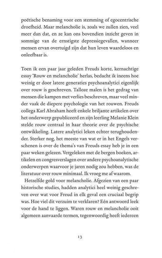 Pagina 267 uit 'Het Nieuwe Zwart' met tekst over melancholie, Freud en de psychologie.