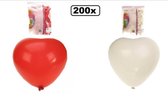 200x Hartje ballon rood en wit 30cm.
