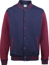 AWDis Varsity jacket, Oxford Navy/Burgundy, Maat XXL
