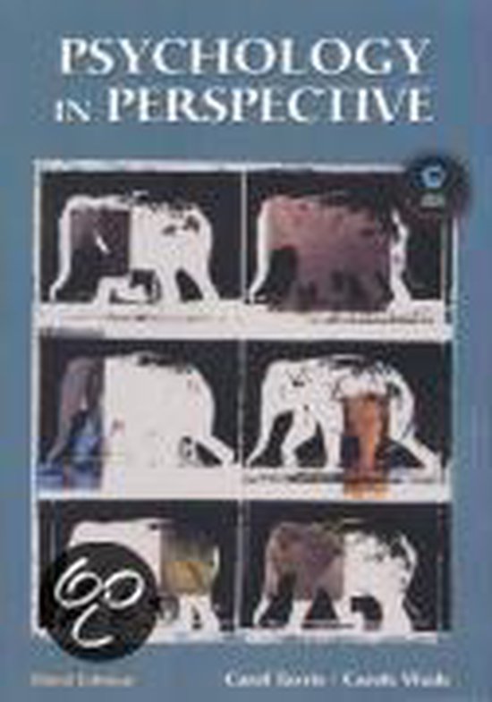 Boek "Psychology In Perspective" met een collage van zes zwart-witafbeeldingen van olifanten.