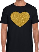 Gouden Hart glitter fun t-shirt zwart heren - heren shirt Gouden Hart M
