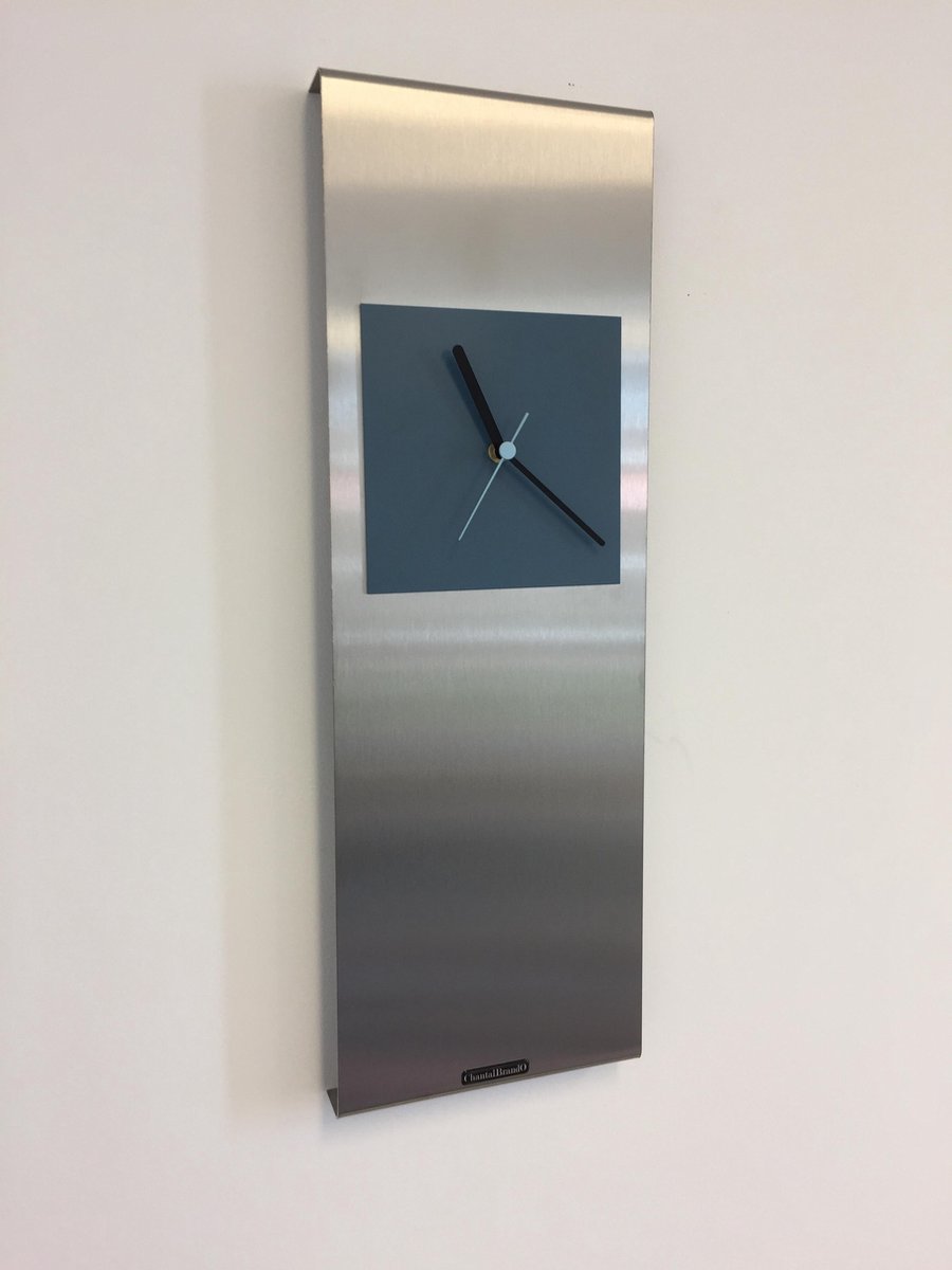 Wandklok RVS Cassiopee SteelBlue Square