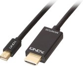LINDY Mini-displayport / HDMI Adapterkabel Mini DisplayPort stekker, HDMI-A stekker 2.00 m Zwart 36927 DisplayPort-kabel