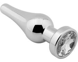 Banoch - Buttplug Lacrima Silver Clear Small - Metalen buttplug - Diamant steen - Transparant