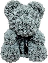 Love teddy beer van grijze kunst rozen met cadeau doos | Moederdag | Verkering | Beertje | Grijs | 25CM | Valentijnsdag | Valentijnscadeau
