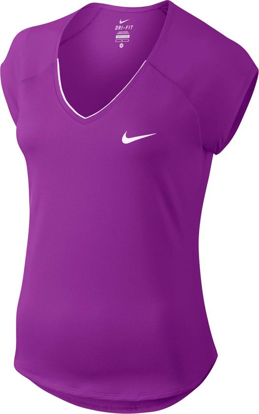 Nike Pure Tennis Top Dames Sportshirt - Maat L - Vrouwen - paars/wit | bol.