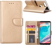 Xssive Hoesje voor OnePlus 5T - Book Case - geschikt voor 3 pasjes - Goud