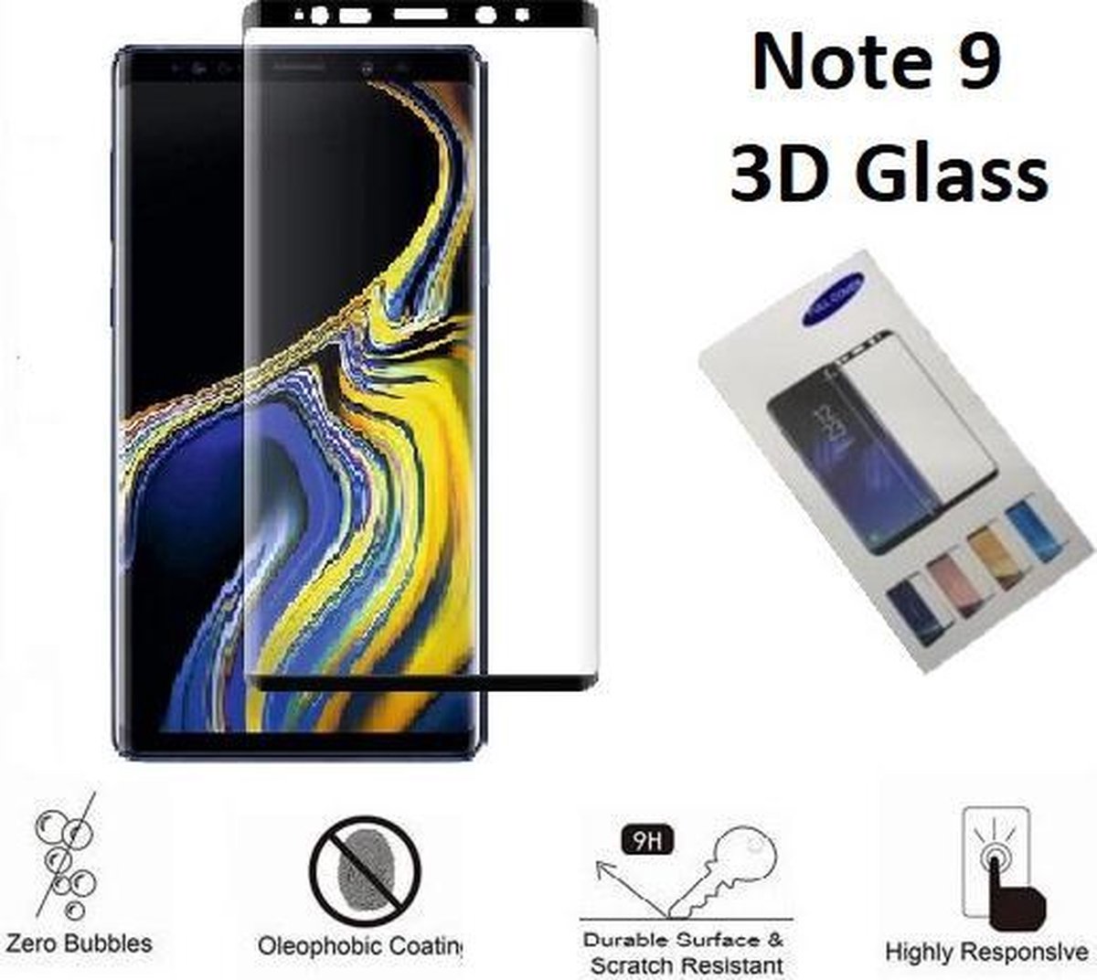 Samsung Galaxy Note 9 3D Glass screenprotector Gehard Full Glas Bescherming Film